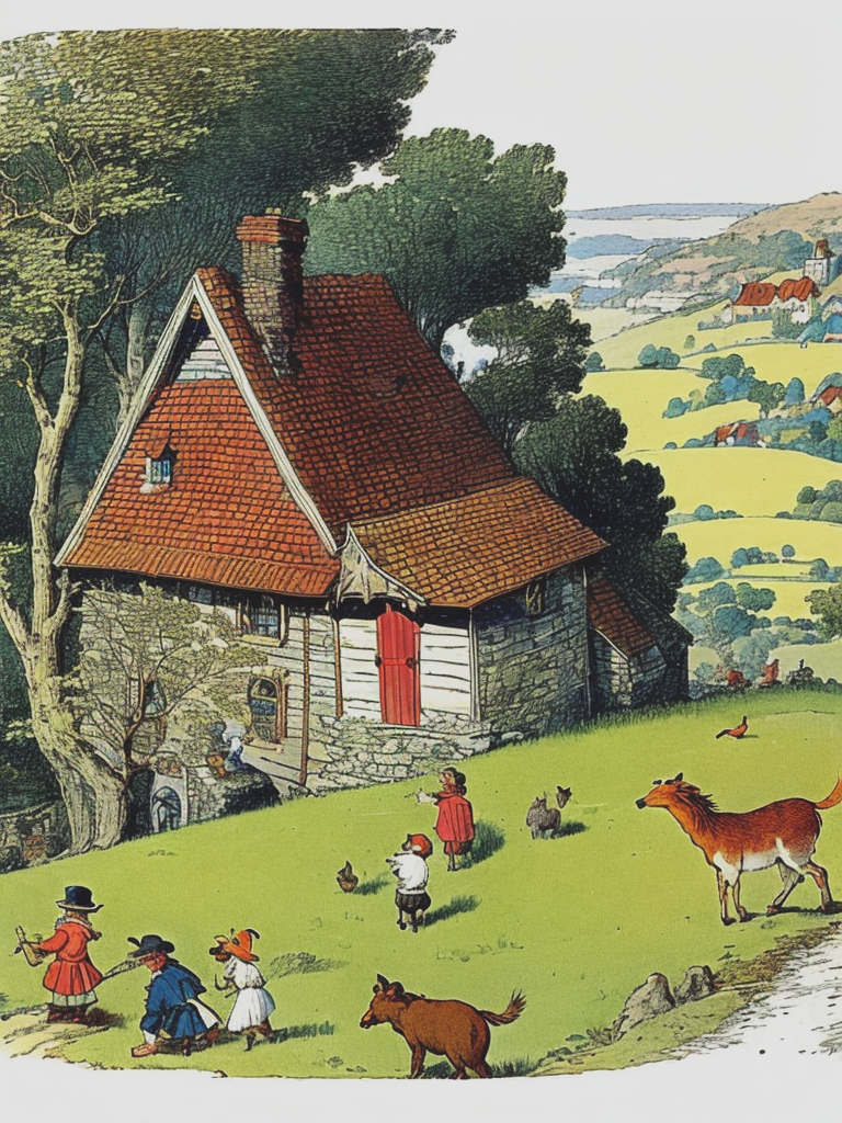 06093-3270834652-Small house on a hill with children and fantasy animals by Randolph Caldecott.png